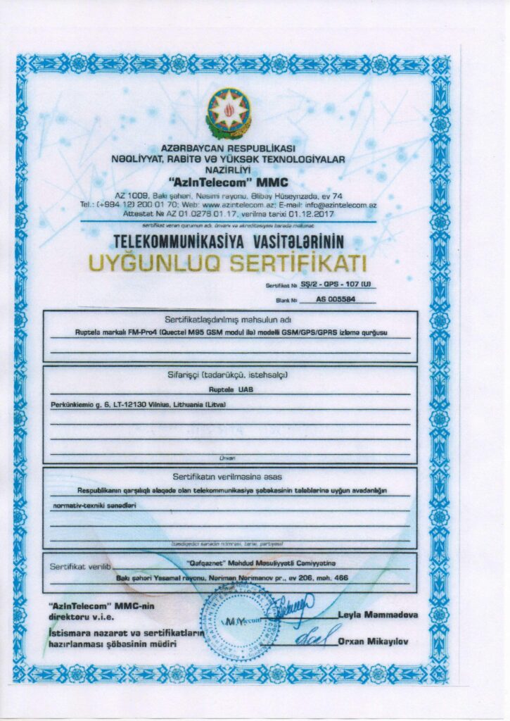 gps azerbaycan ruptela sertifikat